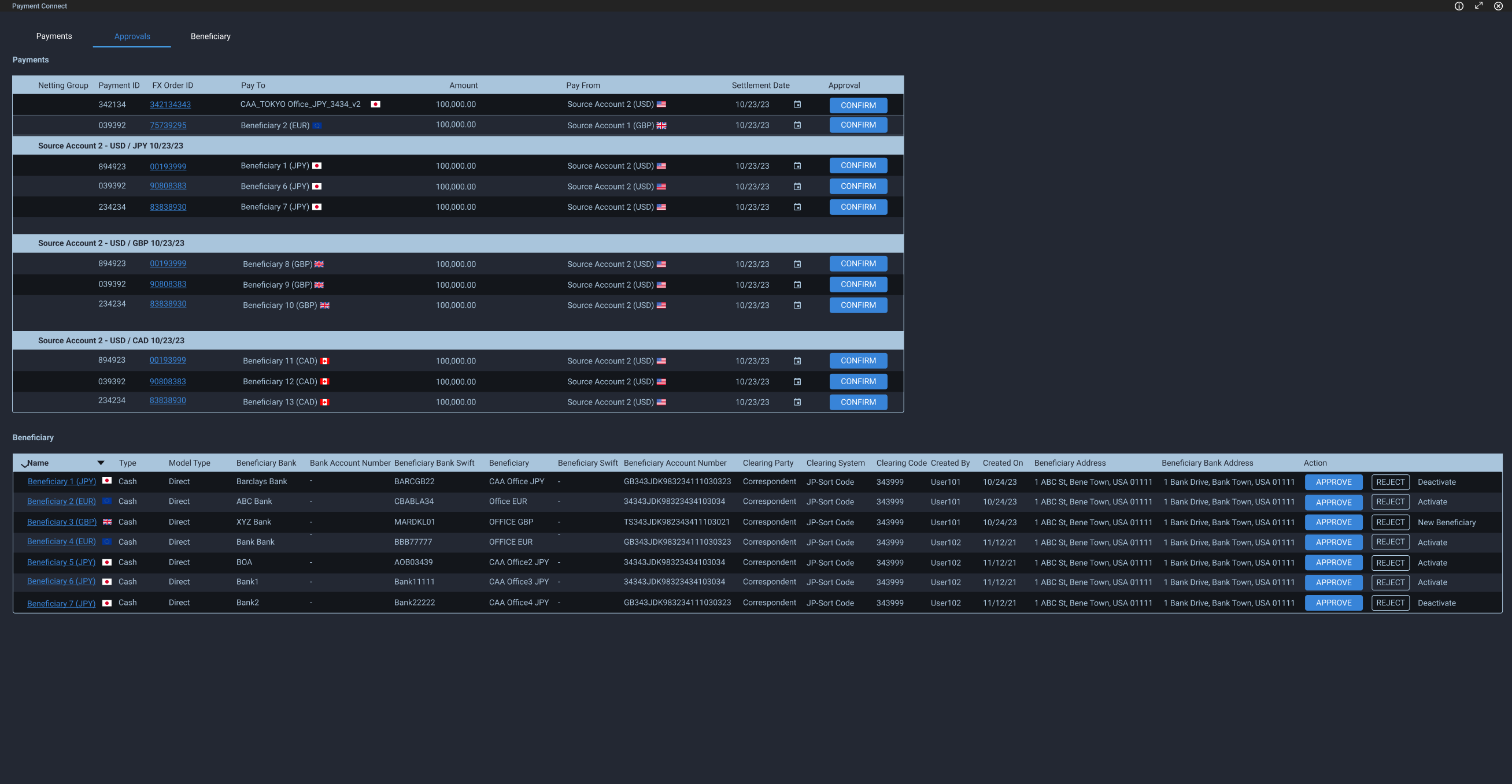 Approval manager interface