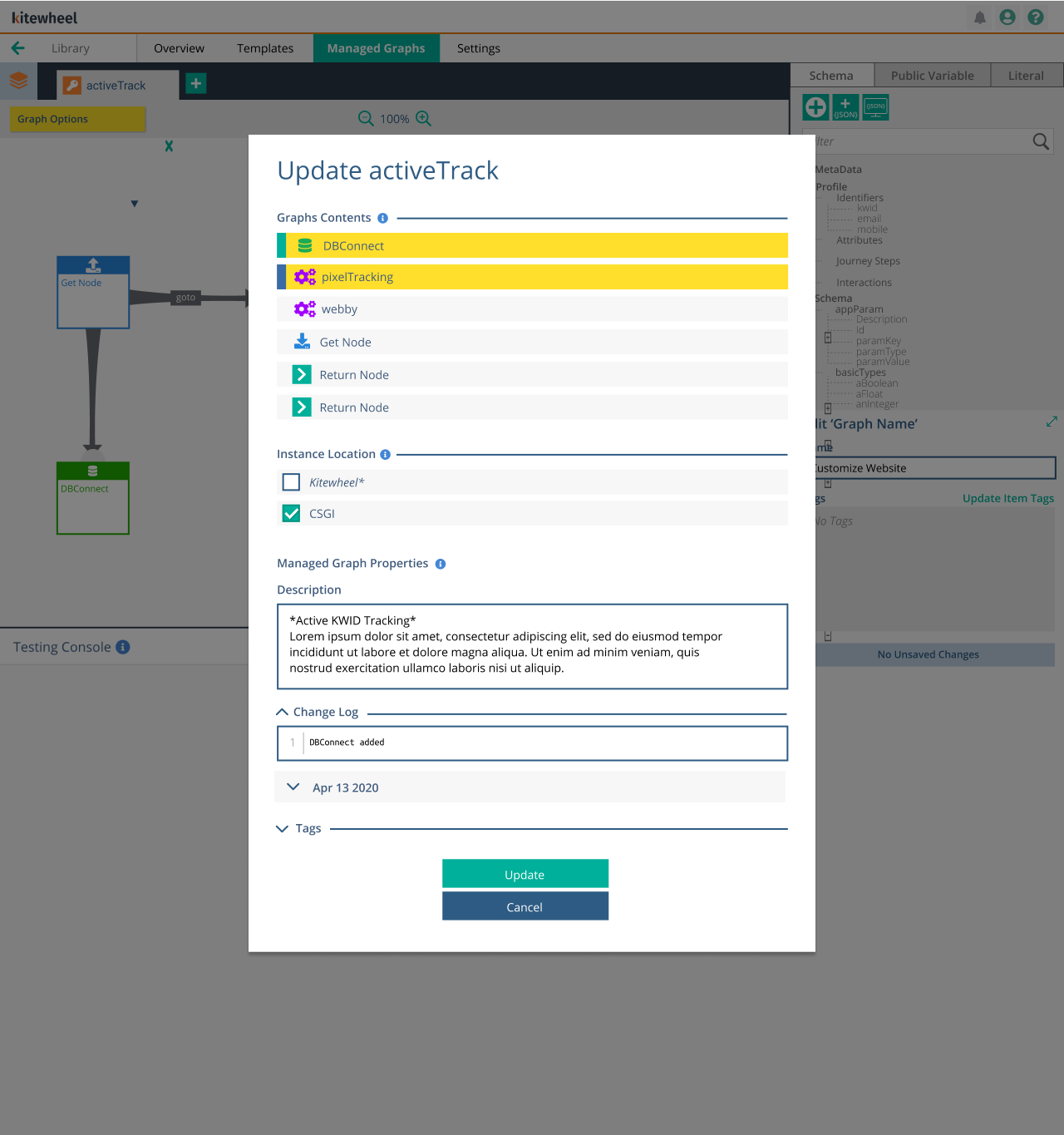 Push changes interface