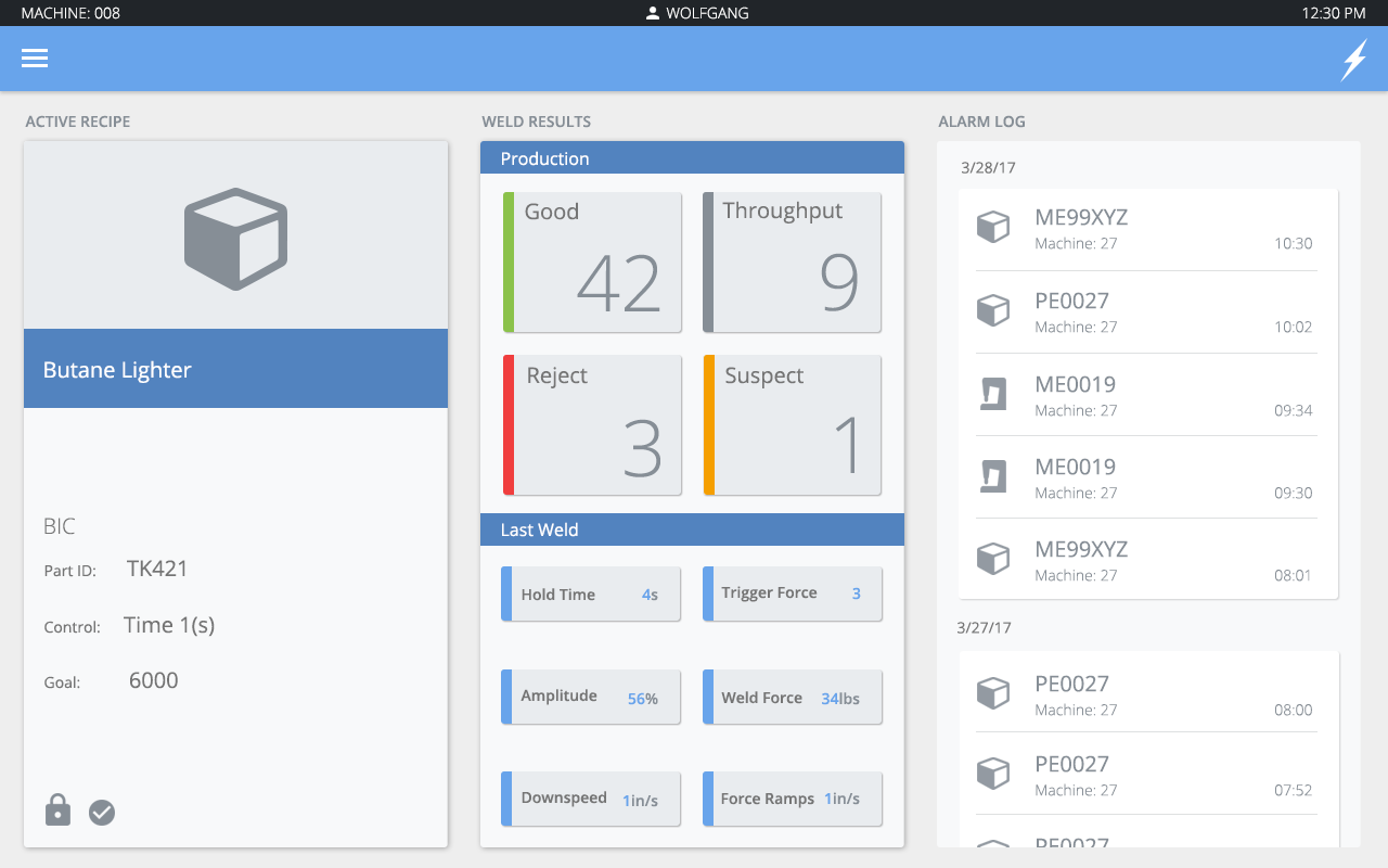 Ultrasonic Welding HMI screenshot