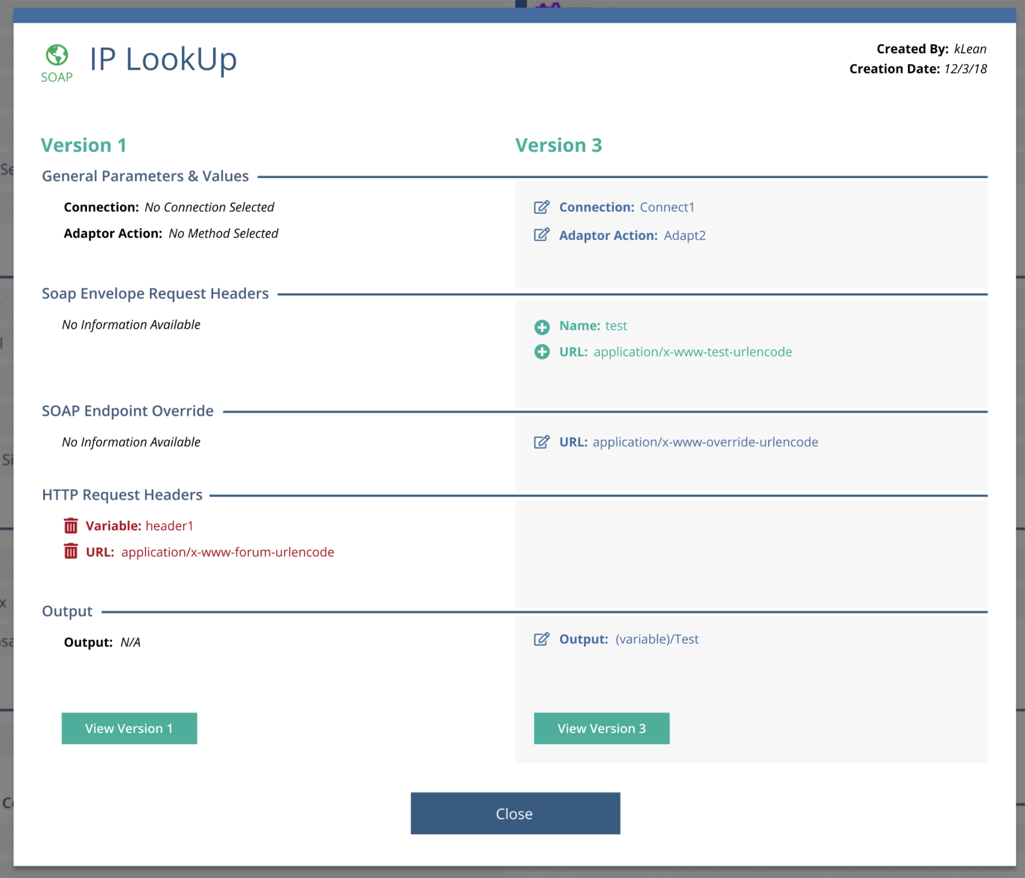 Column style key:value orientation for node changes