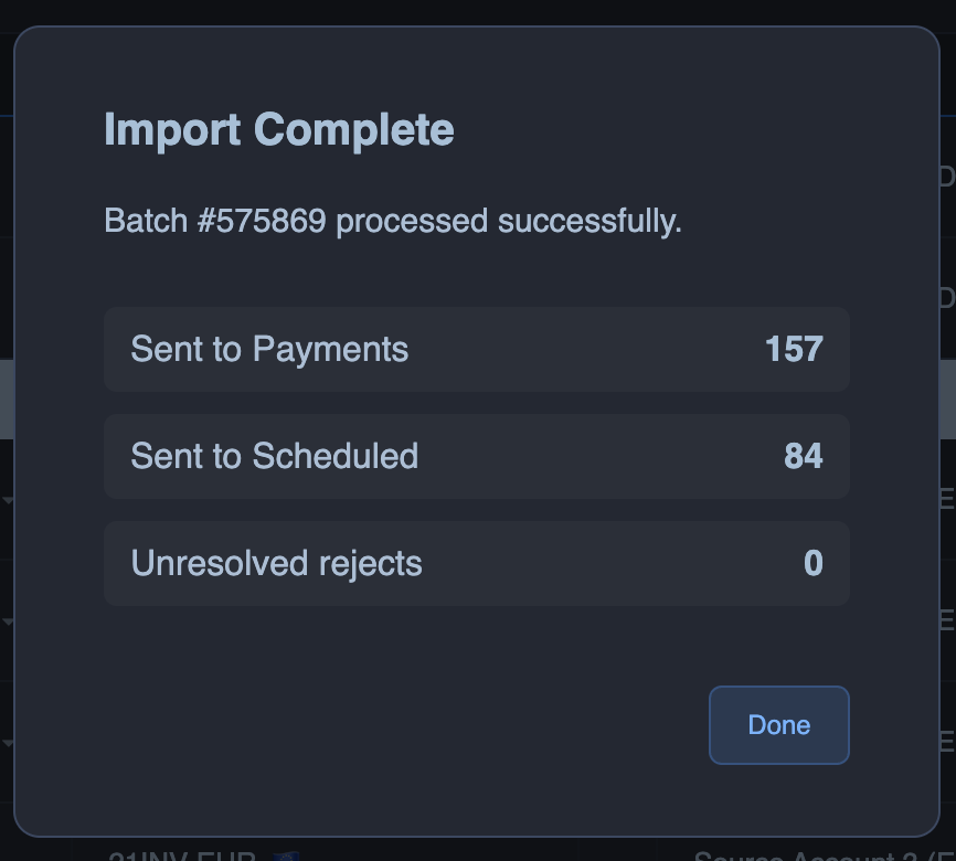 Import confirmation