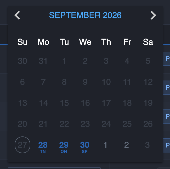 Updated calendar