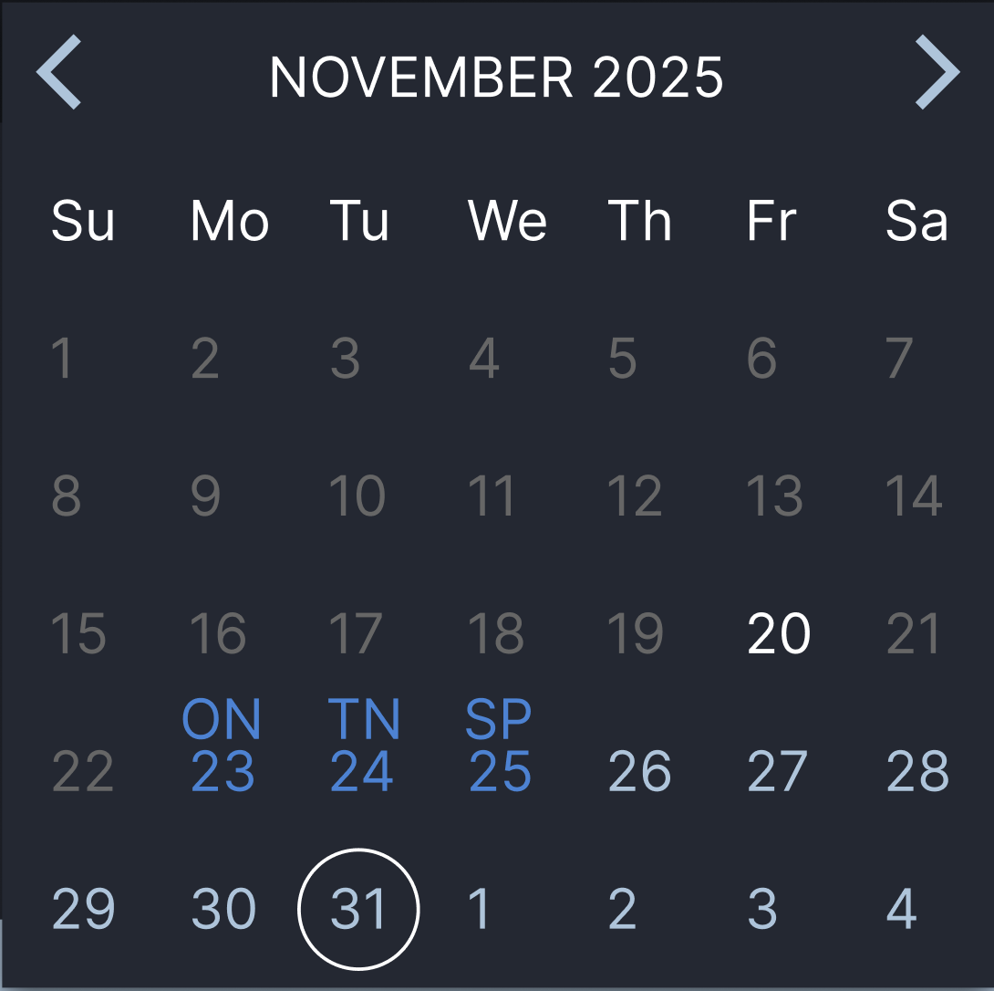 Staging calendar picker